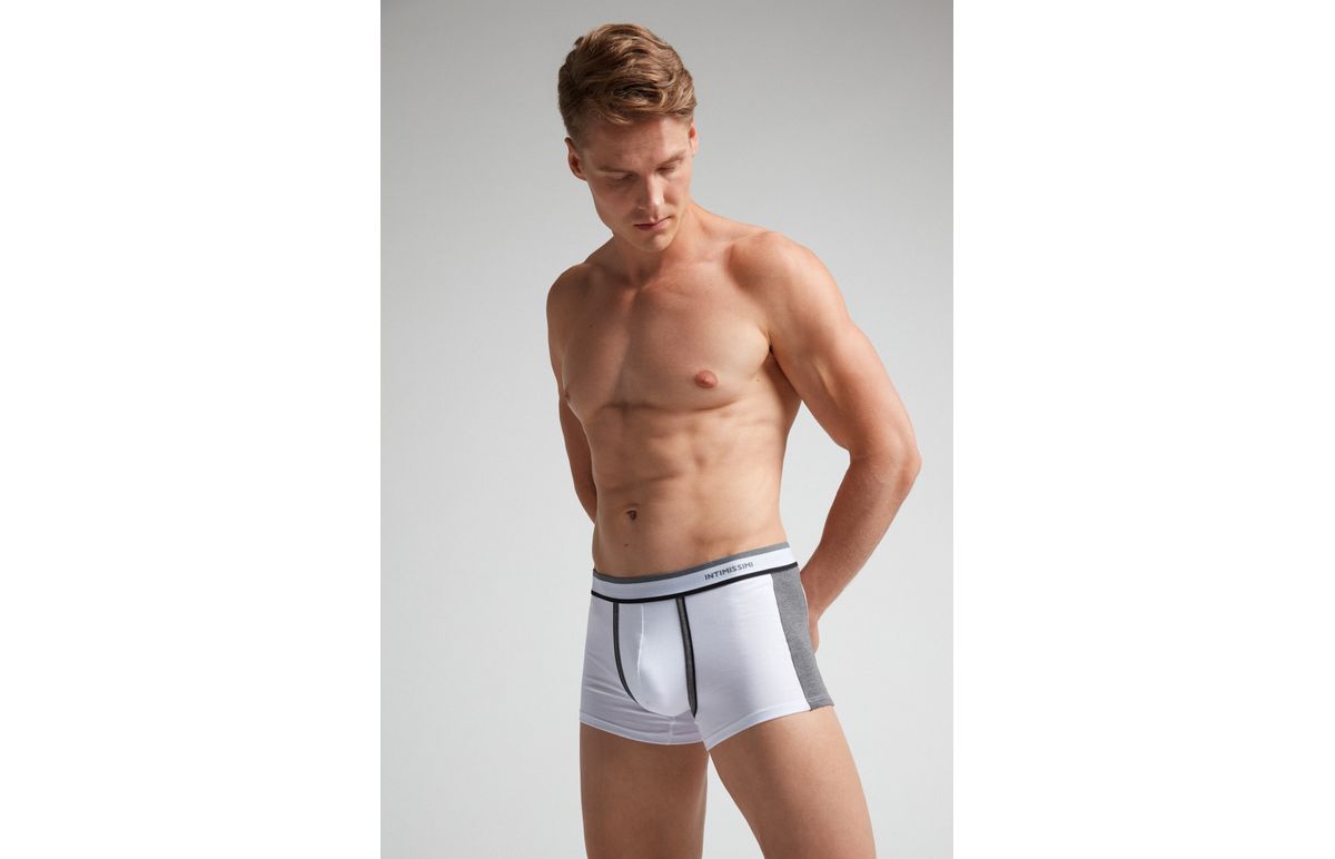 Cueca Boxer De Algodão Supima Elástico Bicolor – Cinza