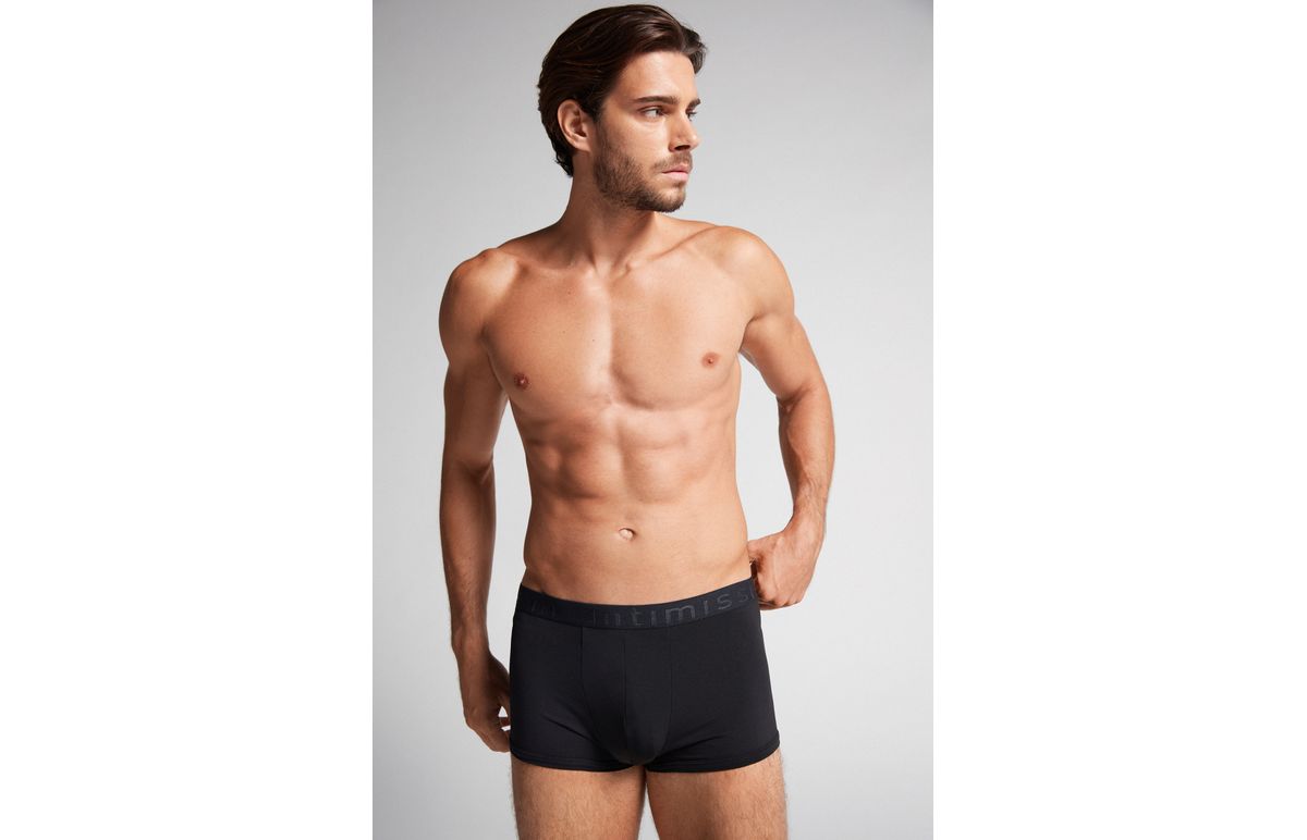 Cueca Boxer De Microfibra Com Logotipo – Preto