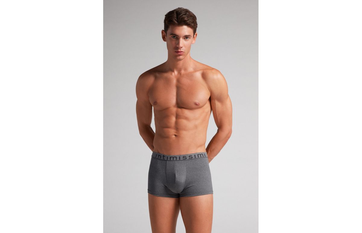 Boxer De Microfibra Com Logótipo – Cinza