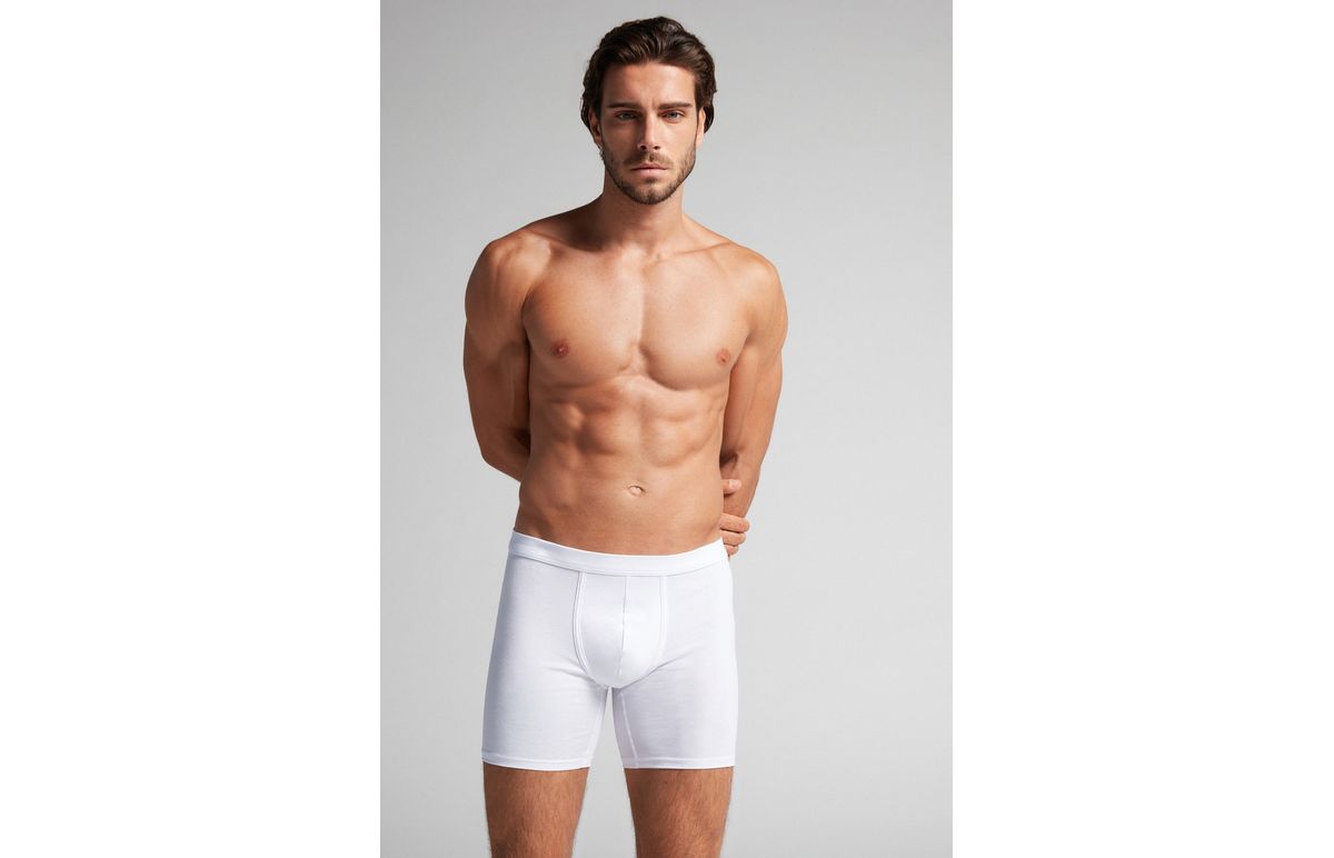 Cueca Shorts Em Algodão Supima Elástico – Branco
