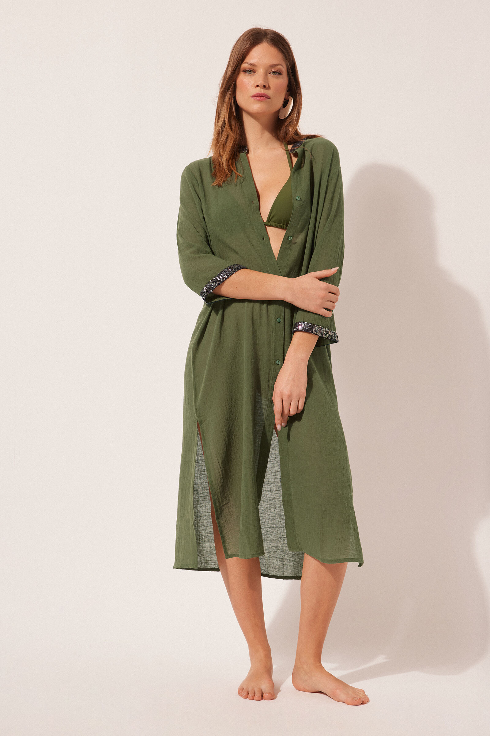 Vestido Longo com Paetês - Verde