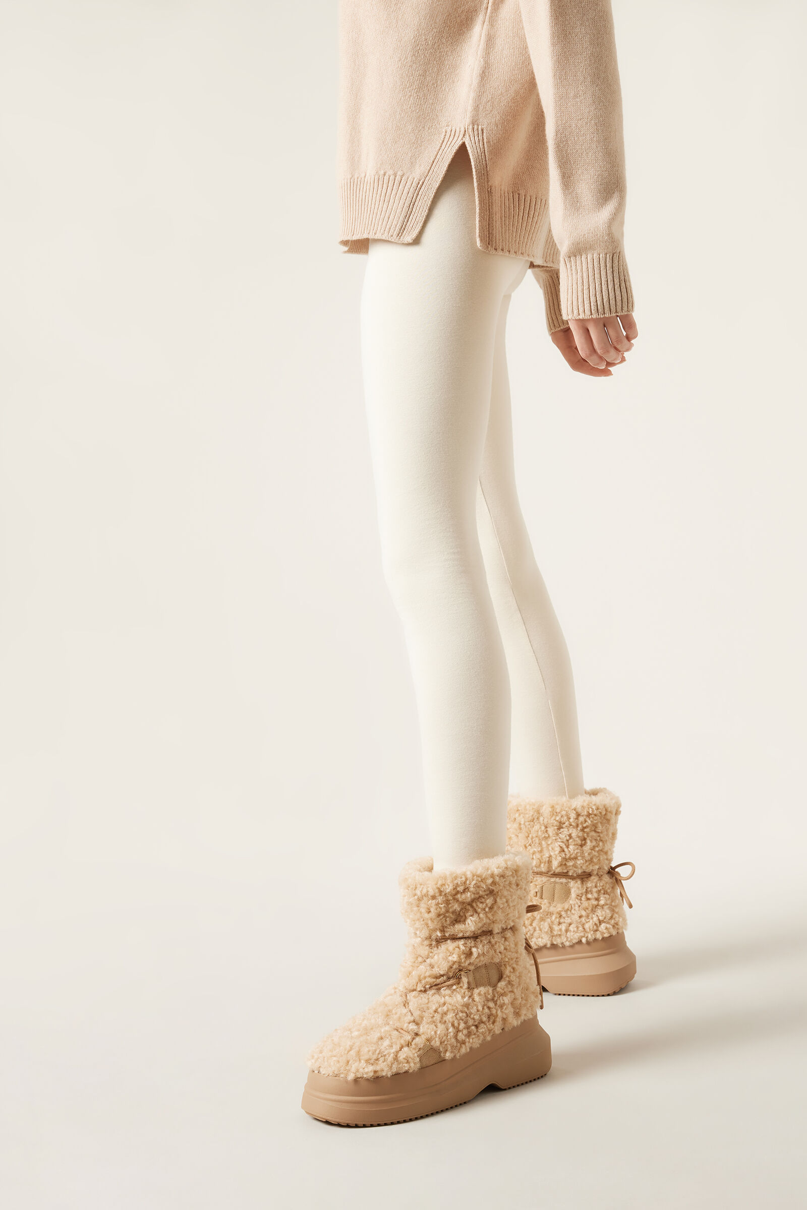 Calça Skinny Térmica Com Efeito Opaco - Off-White — Tam. G
